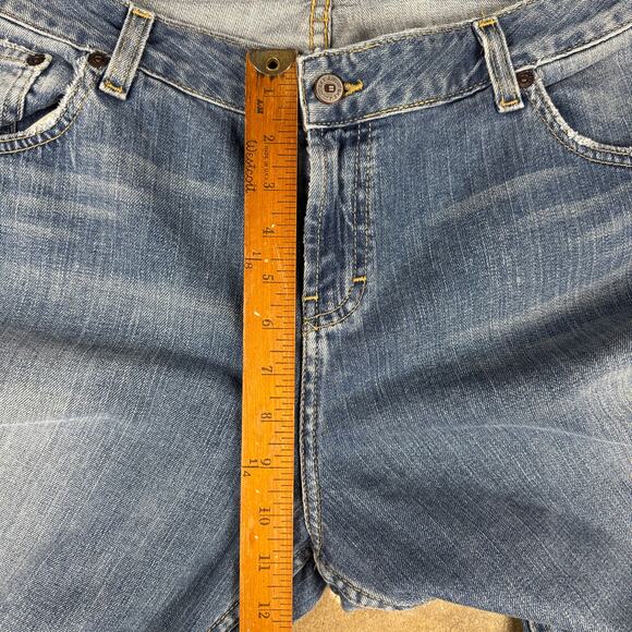 BKE Easy Street Stretch Bootcut Jeans Mens 34x33.5 Blue Faded Distressed Denim‎ - Picture 10 of 16